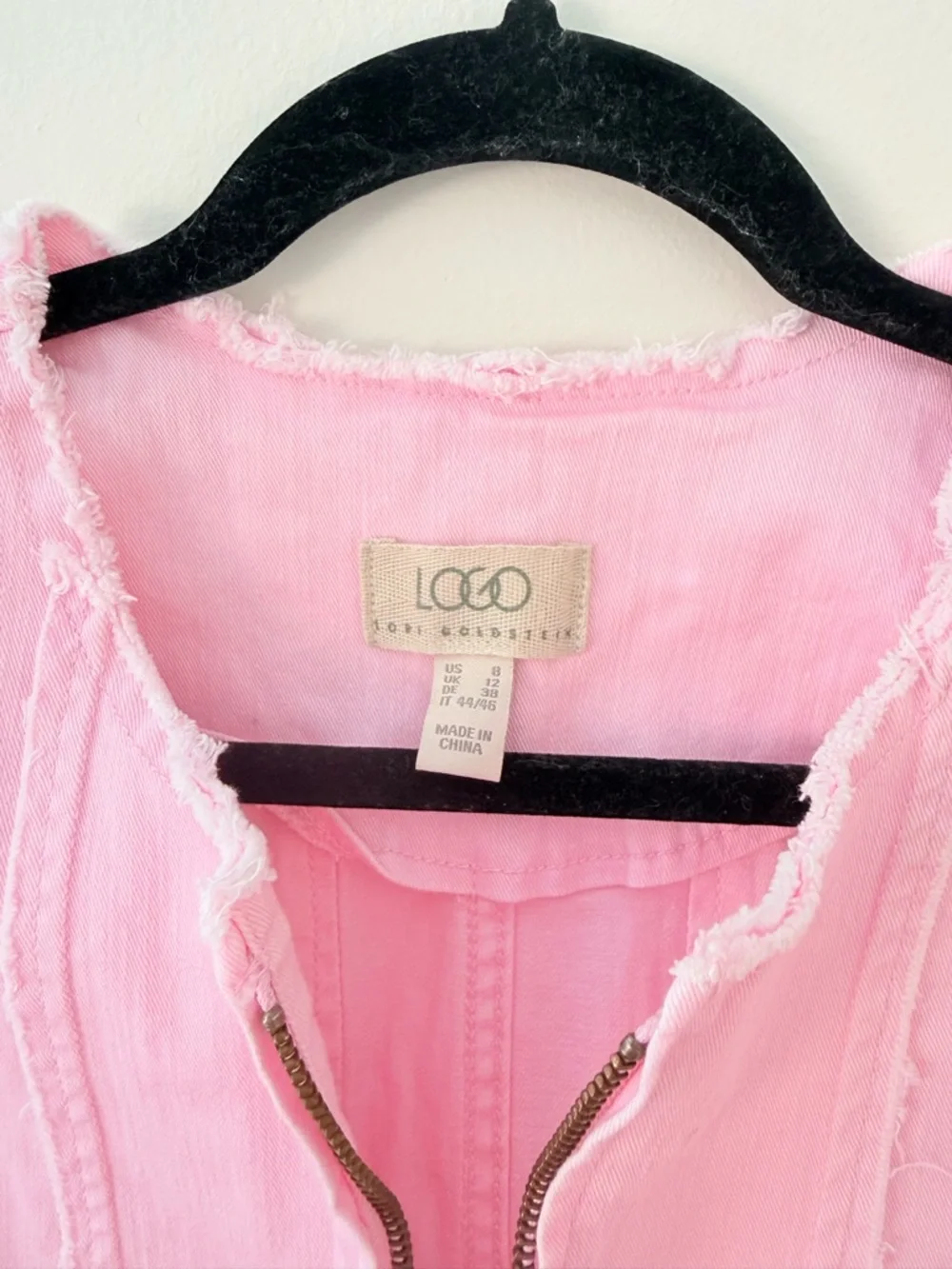 Barbie Pink Jean Jacket Medium (8) LOGO Lori Goldstein Bubblegum Pink ZipUp NWOT - Picture 3 of 14